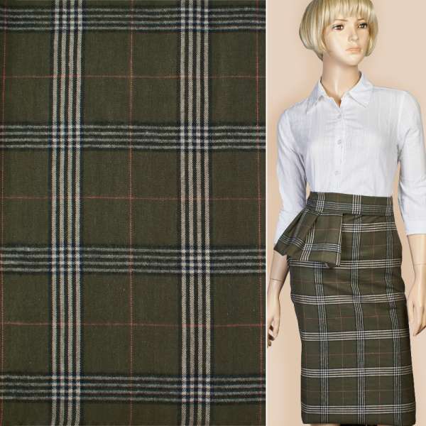 Шотландка * оливковая в черно-молочную клетку ш.142 (2 сорт) оптом
