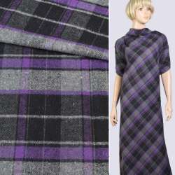 Шотландка костюмна сіро-чорний-фіолетова, ш.145