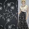 Коттон стрейч черный с вышивкой ш.130 оптом