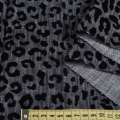 Джинс стрейч серый темный с флоком леопард, ш.150 оптом