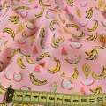 Коттон рожевий в різнокольорові банан, кавун, ш.147 оптом