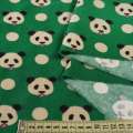 Котон з ворсом зелений, ведмедики панди, ш.145 оптом