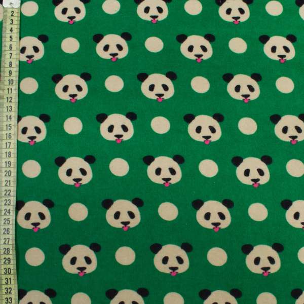 Котон з ворсом зелений, ведмедики панди, ш.145 оптом