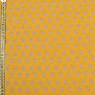 Коттон с ворсом желтый, бежевые зайки, ш.150 оптом