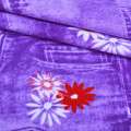 Котон стрейч фіолетовий з ромашками і джинсовими кишенями, ш.150 оптом