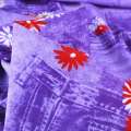Коттон стрейч фиолетовый с ромашками и джинсовыми карманами, ш.150 оптом