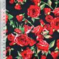 Котон стрейч чорний з червоними трояндами ш.150 оптом