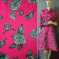 Коттон стрейч малиновый с серыми цветами ш.130 оптом