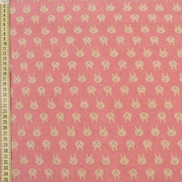Коттон с ворсом* розовый, бежевые зайки, ш.150 оптом