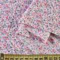 Коттон* белый в мелкие розовые, серые, сиреневые цветы, ш.145 оптом