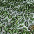 Кружевное полотно зелено-черное "листья" ш.120 оптом