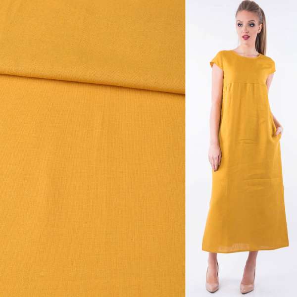 Лен горчично-желтый ш.140 оптом