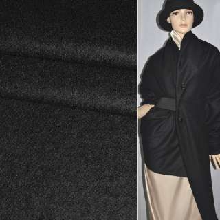 Лоден букле фактурное диагональ пальтово-костюмный черный, ш.150 оптом