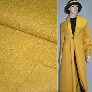 Лоден букле крупное пальтовый желтый, ш.156 оптом