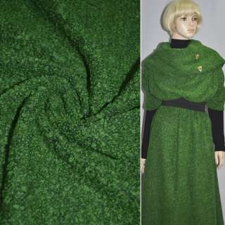 Лоден букле крупное пальтовый меланж зелено-черный, ш.150 оптом