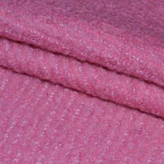 Лоден букле крупное диагональ пальтовый розовый яркий, ш.154 оптом