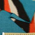Лоден пальтовий геометричний малюнок чорно-оранжево-бірюзовий на сірому тлі, ш.150 оптом