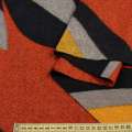 Лоден пальтовый геометрический рисунок сине-желто-оранжевый на сером фоне, ш.155 оптом