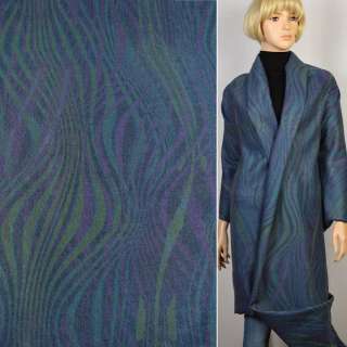 Лоден костюмно-пальтовий хвилі синьо-бузкові, ш.155 оптом