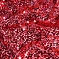 Сетка красная с квадратными переливающимися пайетками, ш.150 оптом