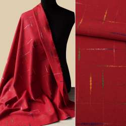 Тканина пальтова червона з кольоровими нитками ш.150