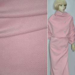Пальтовая ткань с ворсом стриженым елочка крупная розовая, ш.150