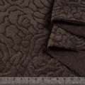 Пальтова тканина з ворсом стриженим троянди коричнева темна, ш.147 оптом