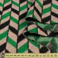 Пальтова тканина з ворсом ялинка ромби бежеві, чорні, зелені, ш.153 оптом