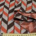 Пальтовая ткань с ворсом елочка ромбы серые, коричневые, оранжевые, ш.155 оптом