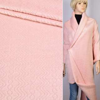 Пальтовая ткань с ворсом стриженым елочка зигзаг розовая, ш.150 оптом