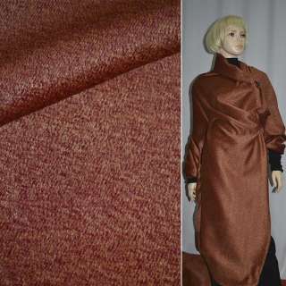 Пальтовая ткань с ворсом меланж бордово-рыжая ш.150 оптом