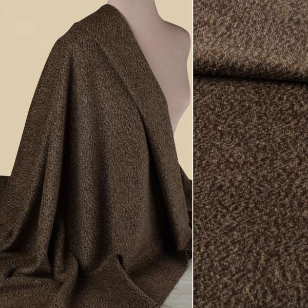 Пальтовая ткань с ворсом меланж коричневая, ш.152 оптом