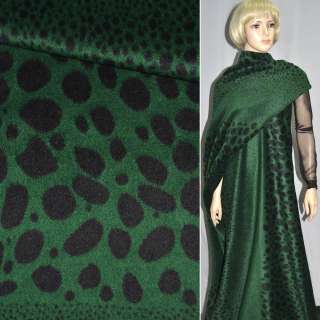 Пальтовая ткань с ворсом овалы черные (рапорт) зеленая, ш.150 оптом