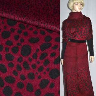 Пальтова тканина з ворсом овали чорні (рапорт) червона, ш.150 оптом