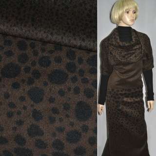 Пальтова тканина з ворсом овали чорні (рапорт) коричнева, ш.150 оптом