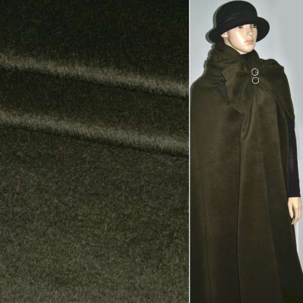 Пальтова тканина з ворсом зелена темна, ш.150 оптом
