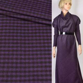 Шотландка костюмно-пальтовая в клетку (7мм) фиолетово-черную, ш.160 оптом