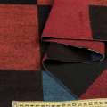 Пальтова тканина з ворсом візерунок геометричний синій, червоний, чорний, помаранчевий, ш.155 оптом