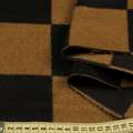 Пальтова тканина з ворсом клітина шахова велика гірчично-чорна, ш.155 оптом