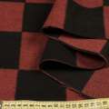 Пальтова тканина з ворсом клітина шахова велика теракотово-чорна, ш.150 оптом