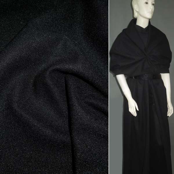 Пальтова тканина на трикотажній основі чорна, ш.160 оптом