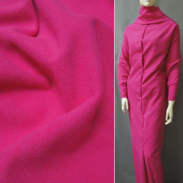 Пальтова тканина на трикотажній основі рожева яскрава, ш.154 оптом