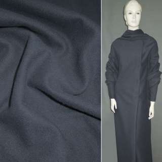 Пальтова тканина на трикотажній основі сіра темна з синім відтінком, ш.160 оптом