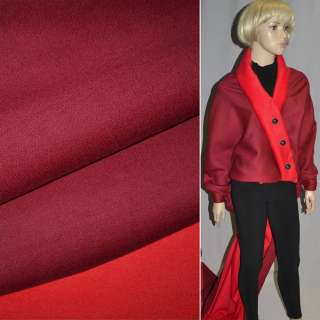 Пальтова тканина 2-х-стор. бордова і червона, ш.150 оптом
