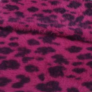 Ангора длинноворсная пальтовая принт леопард маджента, ш.120 оптом