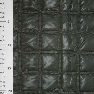 Ткань плащевая стеганая блестящая квадраты 4,5 см зеленая темная, ш.145 оптом