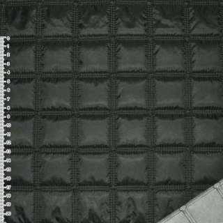 Ткань плащевая стеганая матовая квадраты 4,5 см черная, ш.143 оптом