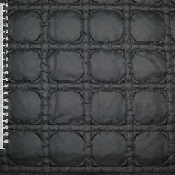 Ткань плащевая стеганая матовая квадраты 6 см черная, ш.150