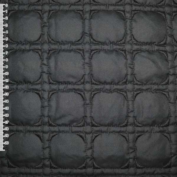 Ткань плащевая стеганая матовая квадраты 6 см черная, ш.150 оптом