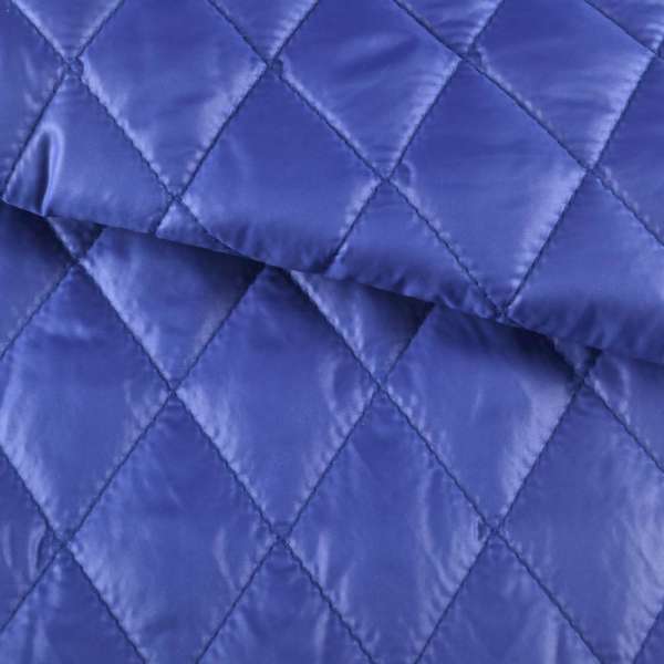 Ткань плащевая стеганая блестящая ромбы 4,5х4,5 см синяя, ш.150 оптом